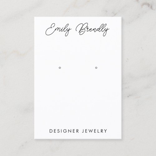 Hand Lettered Script Jewelry Earring Display Business Card
