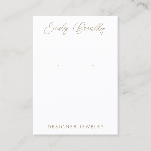 Hand Lettered Script Jewelry Earring Display Business Card (Front)