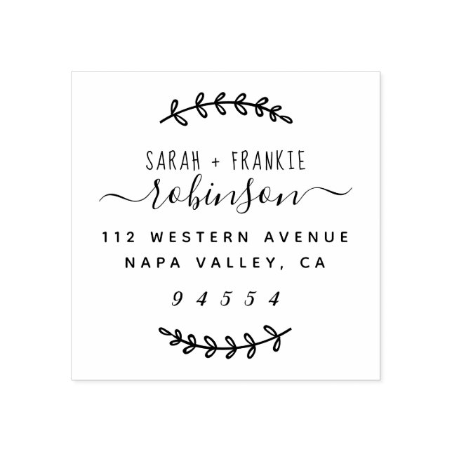 Hand-Lettered Script Married Couple Return Address Rubber Stamp (Imprint)