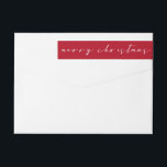 Hand Lettered Script Merry Christmas Red & White Wrap Around Label<br><div class="desc">The design features Merry Christmas in white hand lettered script. Personalized this wrap around address label by adding your details.</div>