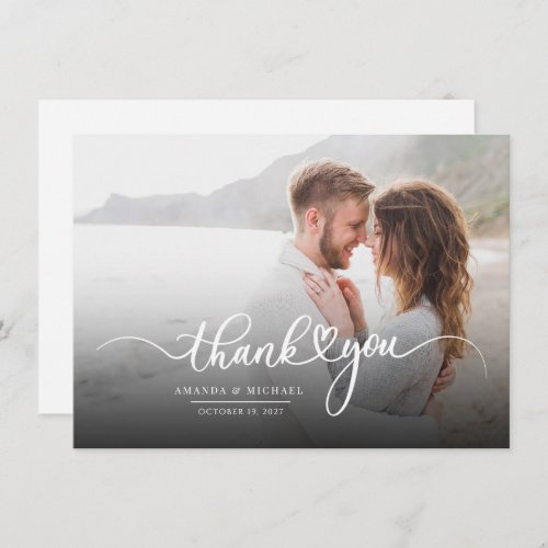 Hand_Lettered Script Modern Photo Thank You Note Card
