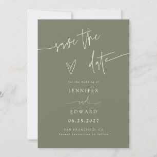 Hand Lettered Script Sage Green Save The Date