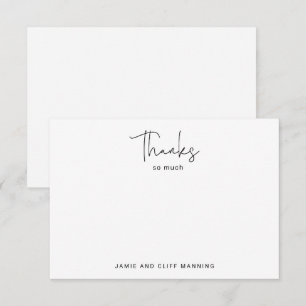Hand Lettered Script Thanks So Much Black White Note Card