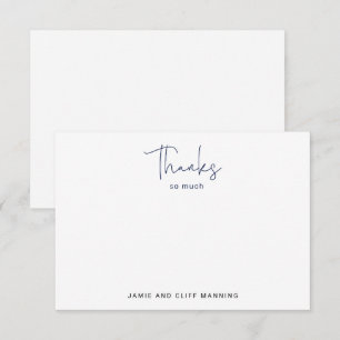 Hand Lettered Script Thanks So Much Navy Blue Note Card