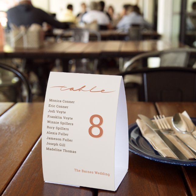 Hand Lettered Script Wedding Paper Table Tent (Insitu(Restaurant))