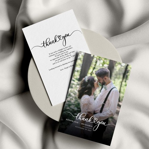 Hand_Lettered Script Wedding Photo Thank You Note Card