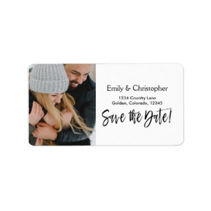 Hand Lettered Script Wedding Save the Date Photo Label