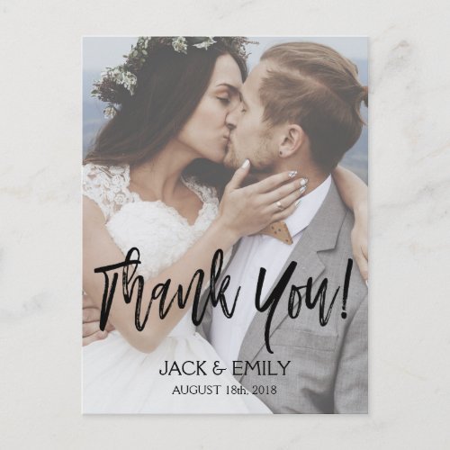 Hand Lettered Script Wedding Thank You Photo Card