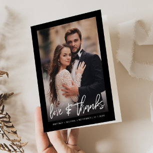 Hand-Lettered Simple Black Photo Thank You Card