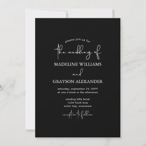 Hand_Lettered Simple Black Wedding Invitation