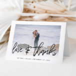 Hand-Lettered Simple Photo Love & Thanks White Thank You Card<br><div class="desc">Thank your guests with this modern photo thank you card with hand-lettered "love & thanks".</div>