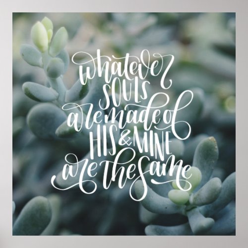 Hand lettered soulmate quote square poster