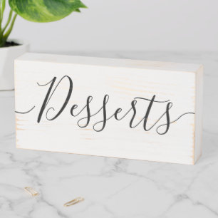 Hand lettered style text custom word wedding table wooden box sign