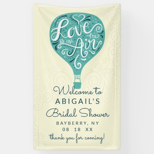 Hand Lettered Teal Balloon Bridal Shower Welcome Banner