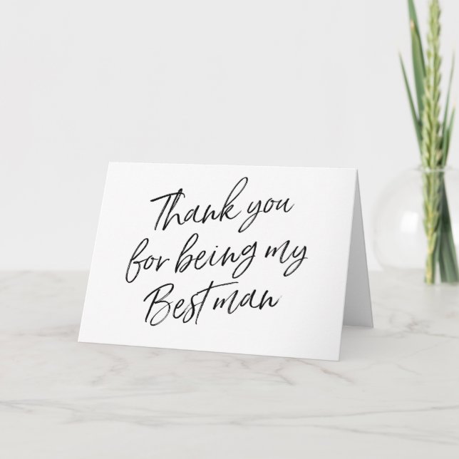 Hand Lettered "Thank you for being my best man" Thank You Card (Front)