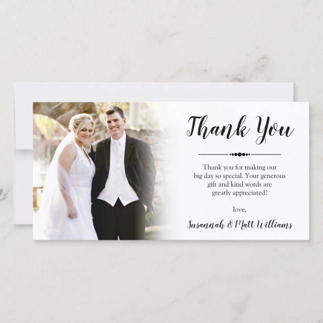 Hand-Lettered Thank You Wedding Photo Card (Front)