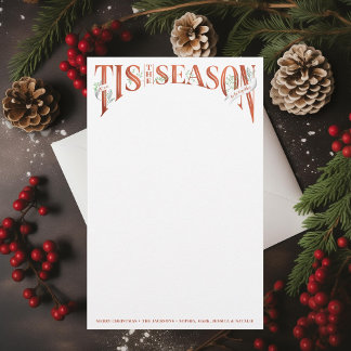 Hand-Lettered Tis The Season Christmas Stationery
