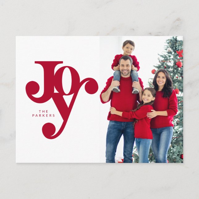 Hand-lettered, typographic JOY photo design Postcard (Front)