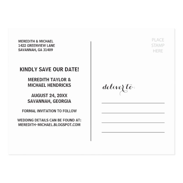 Hand Lettered Typography Photo Save The Date Postcard