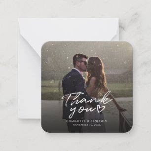 Hand-Lettered Wedding Day Photo Thank You Note Card
