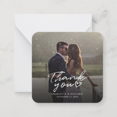 Hand_Lettered Wedding Day Photo Thank You Note Card