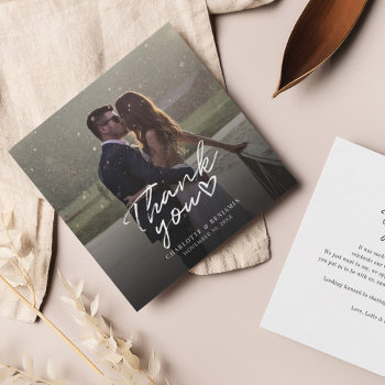 Hand-lettered Wedding Day Photo Thank You Note Card by Milestone_Hub at Zazzle