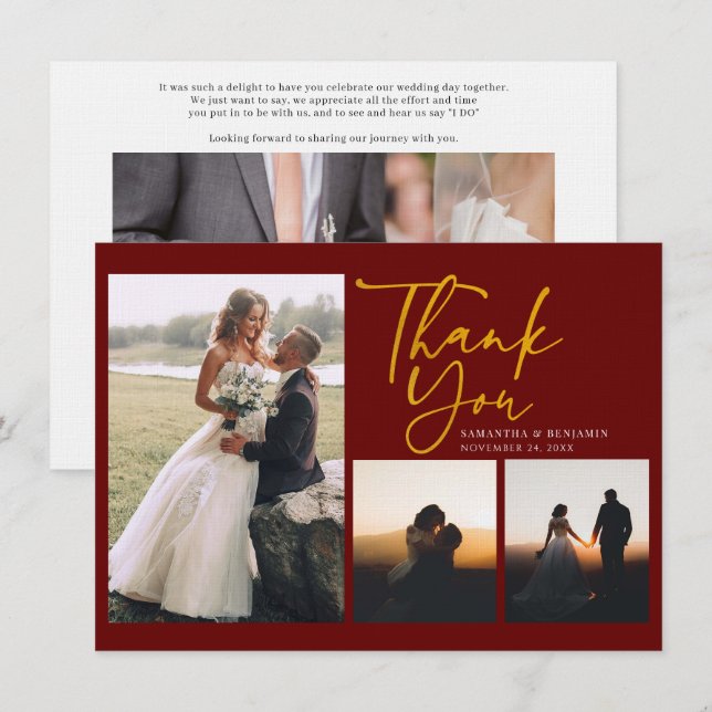 Hand-Lettered Wedding Day Photos Thank You Note Card (Front/Back)
