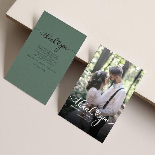 Hand_Lettered Wedding Photo Newlyweds Thank You Note Card
