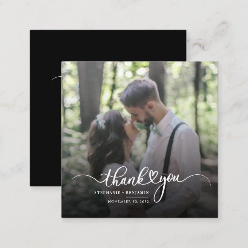 Hand_Lettered Wedding Photo Thank You Note Card