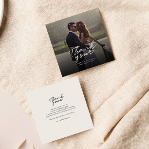 Hand-Lettered Wedding Photo Thank You Note Card