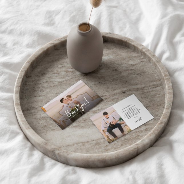 Hand-Lettered Wedding Photos Budget Thank You Card (Creator Uploaded)