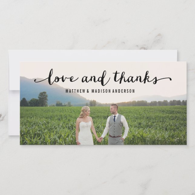 Hand Lettered | Wedding Thank You Photo Card (Front)