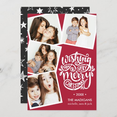 Hand Lettered Wishes  Christmas Photo Collage Invitation