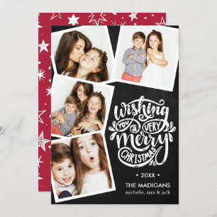 Hand Lettered Wishes   Christmas Photo Collage Invitation