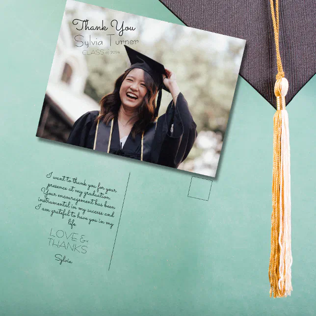 Hand Lettered Graduation Hand Lettering Graduation Thank You Postcard | Zazzle