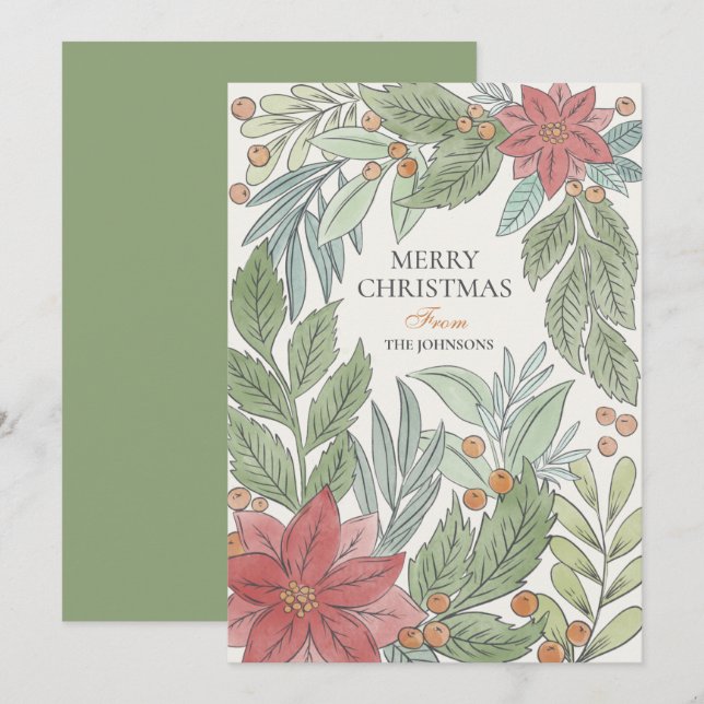 Hand lettering Merry and Bright Fun Photo Holiday  (Front/Back)