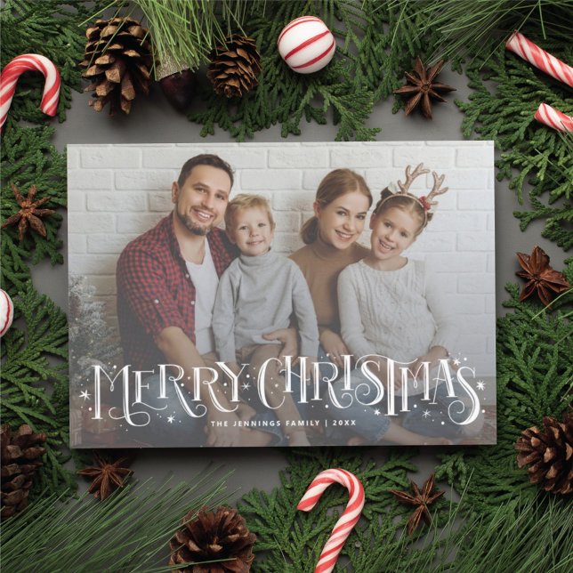 Hand Lettering Merry Christmas Family Photo Card (Creator Uploaded)
