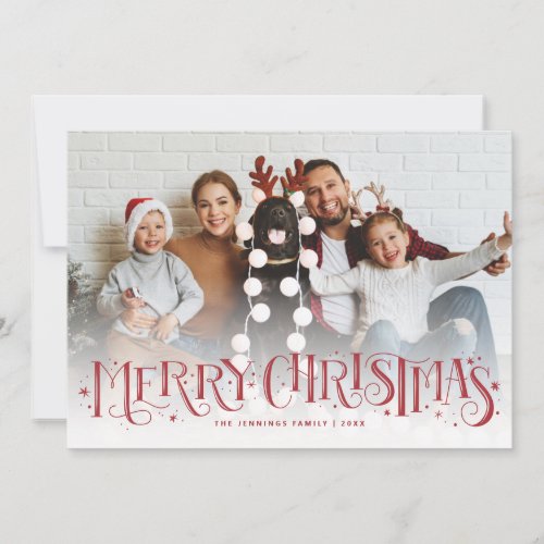 Hand Lettering Merry Christmas Red Holiday Card