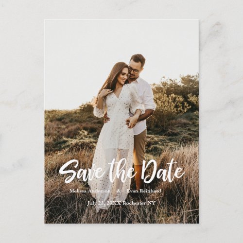 Hand Lettering photo Save the Date Announcement Postcard