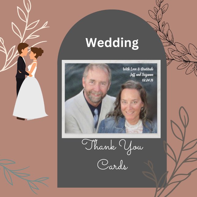 Hand Lettering Photo Wedding Thank You  Postcard (Creator Uploaded)