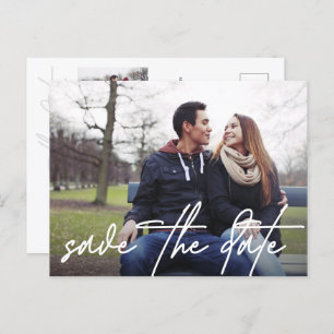 Hand lettering Save the date Modern photo Announcement Postcard