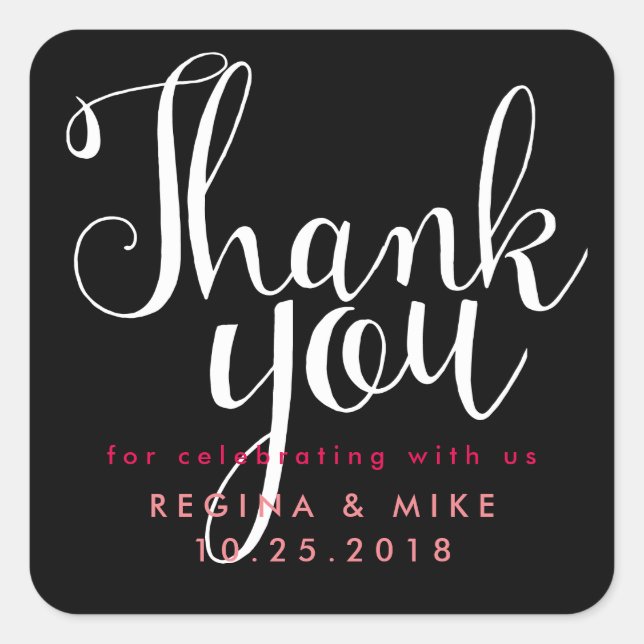 Hand Lettering Script Wedding Thank You Sticker (Front)