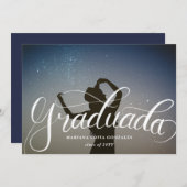 Hand Lettering Spanish Graduada Graduation Photo Invitation (Front/Back)