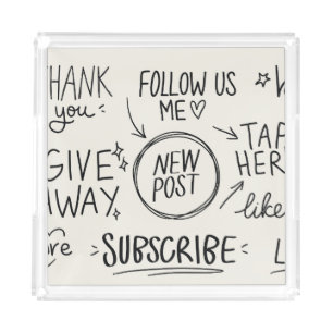 Hand Lettering: Vintage Doodle Set. Acrylic Tray