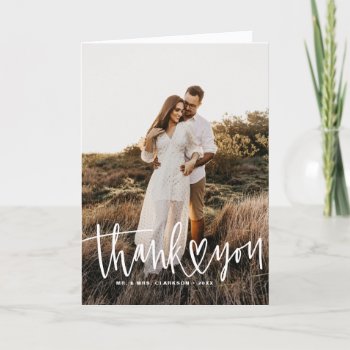 Hand Lettering With Heart White Wedding Thank You Card by misstallulah at Zazzle