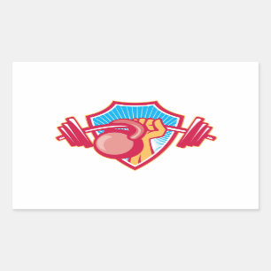 Hand Lifting Barbell Kettlebell Crest Rectangular Sticker