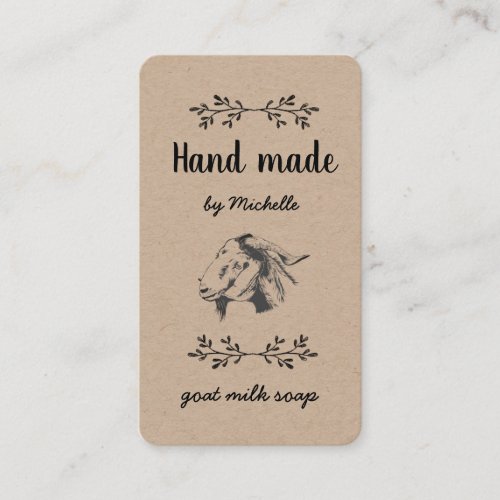 hand made by goat soap vintage business card