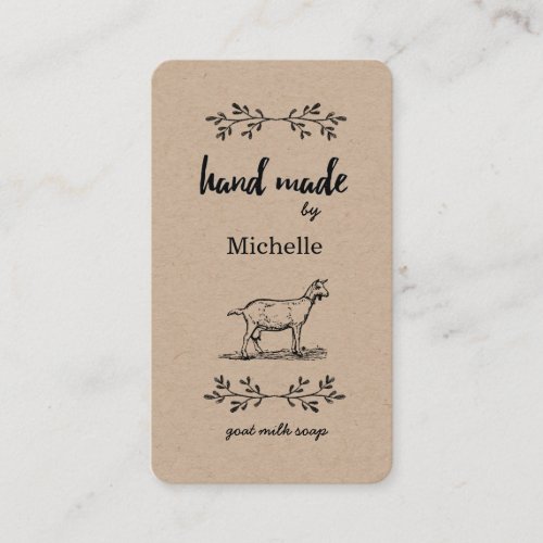 hand made by goat soap vintage business card