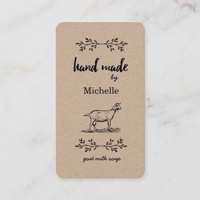 Hand Made By Goat Soap Vintage Business Card (Front)
