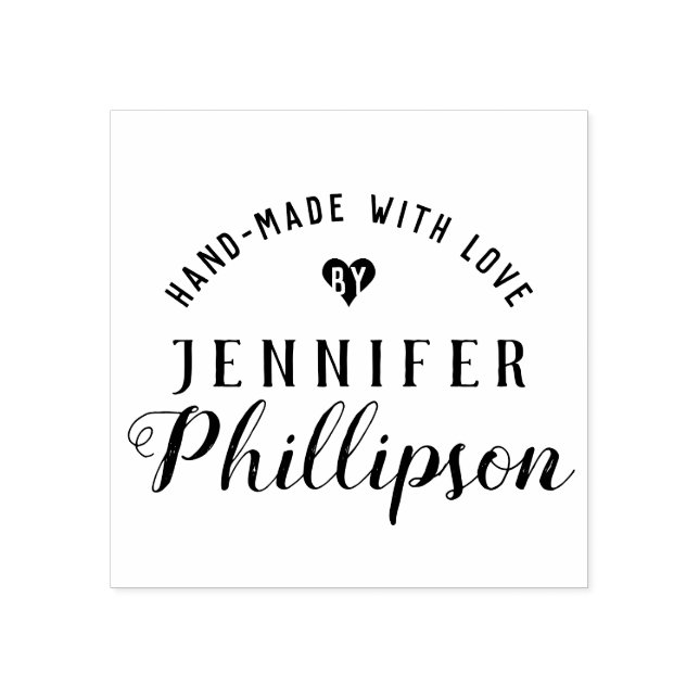 "Hand-Made By" Rustic Craft Signature Rubber Stamp (Imprint)